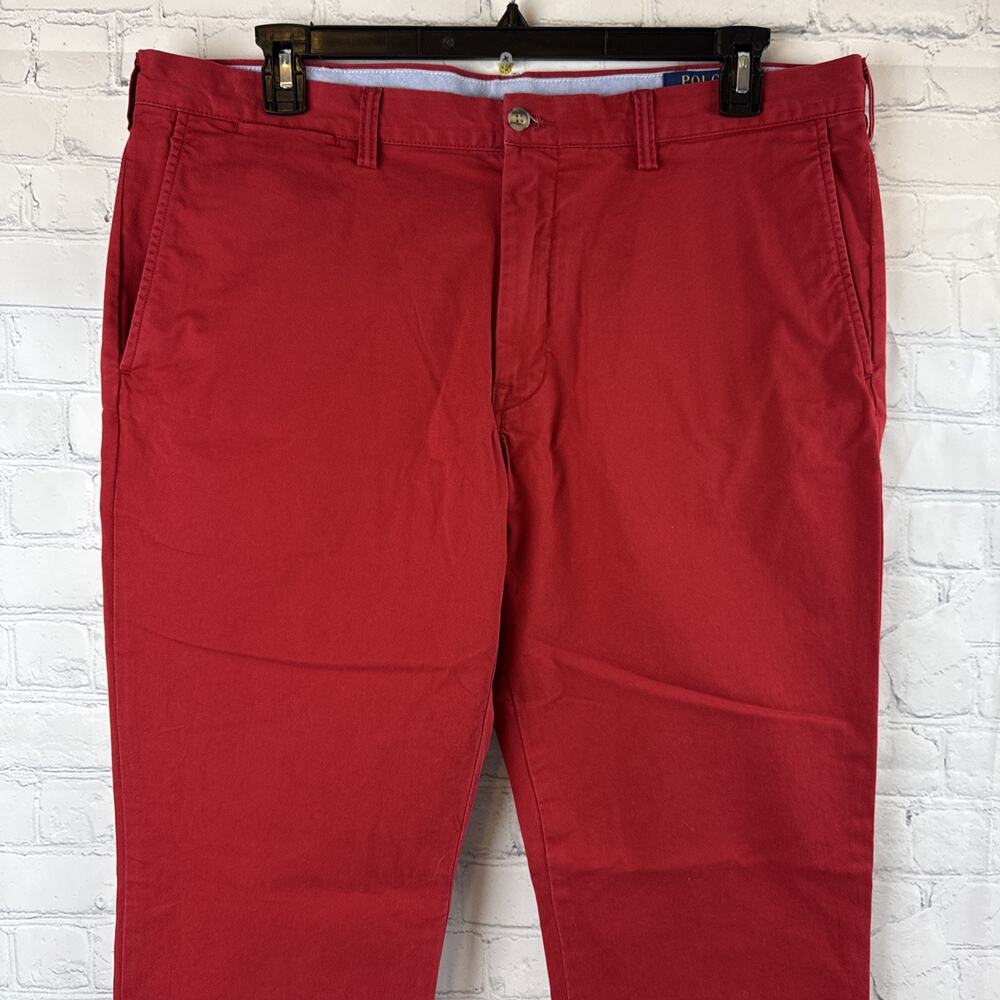 Polo Ralph Lauren Mens 38X32 Red Stretch Slim Fit Cotton Twill Polo Chino Pants - Picture 3 of 11